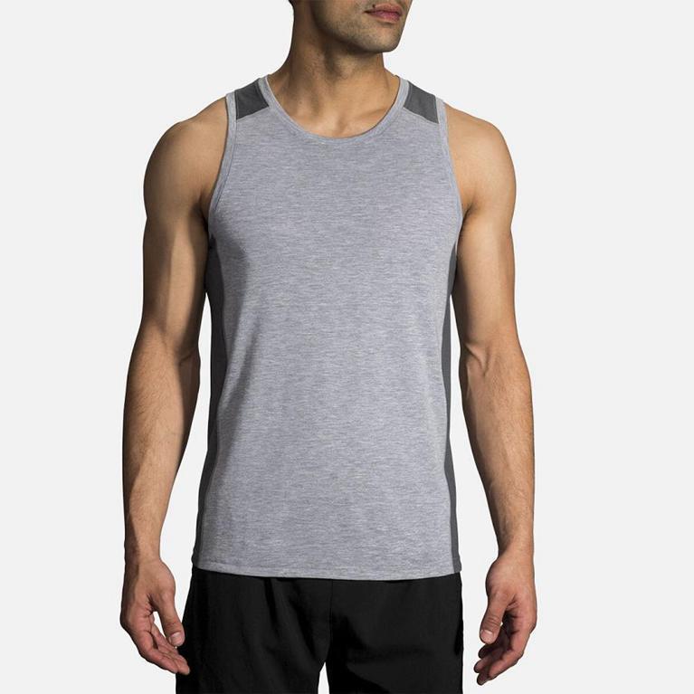 Brooks Distance Running Tank Top - Men's - Grey (12345-BHSN)